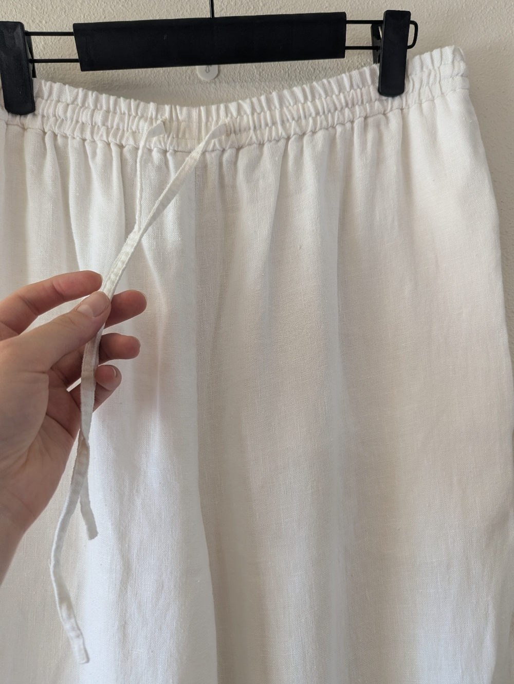 White Wide Leg Linen Pants - Picture 2 of 6
